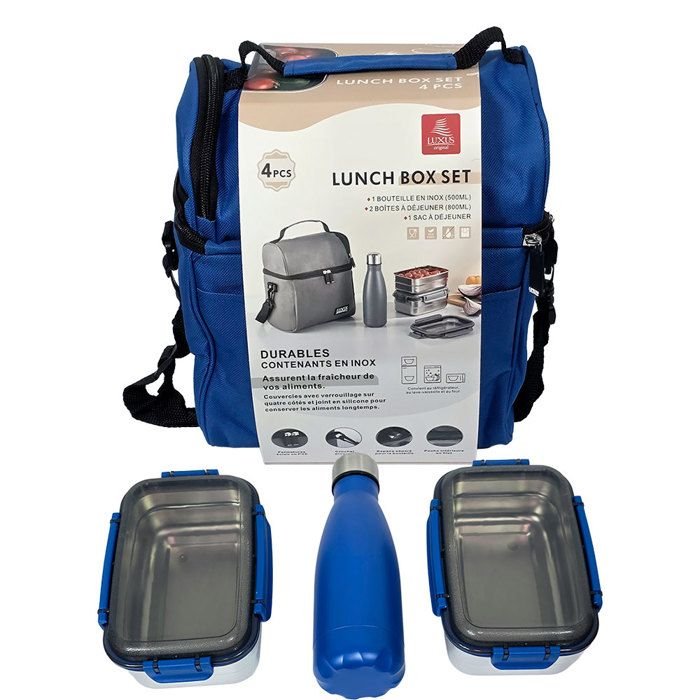 Lunch box - LUXUS - Isotherme - 4 pièces - Inox - Bleu - Image 1 of 3