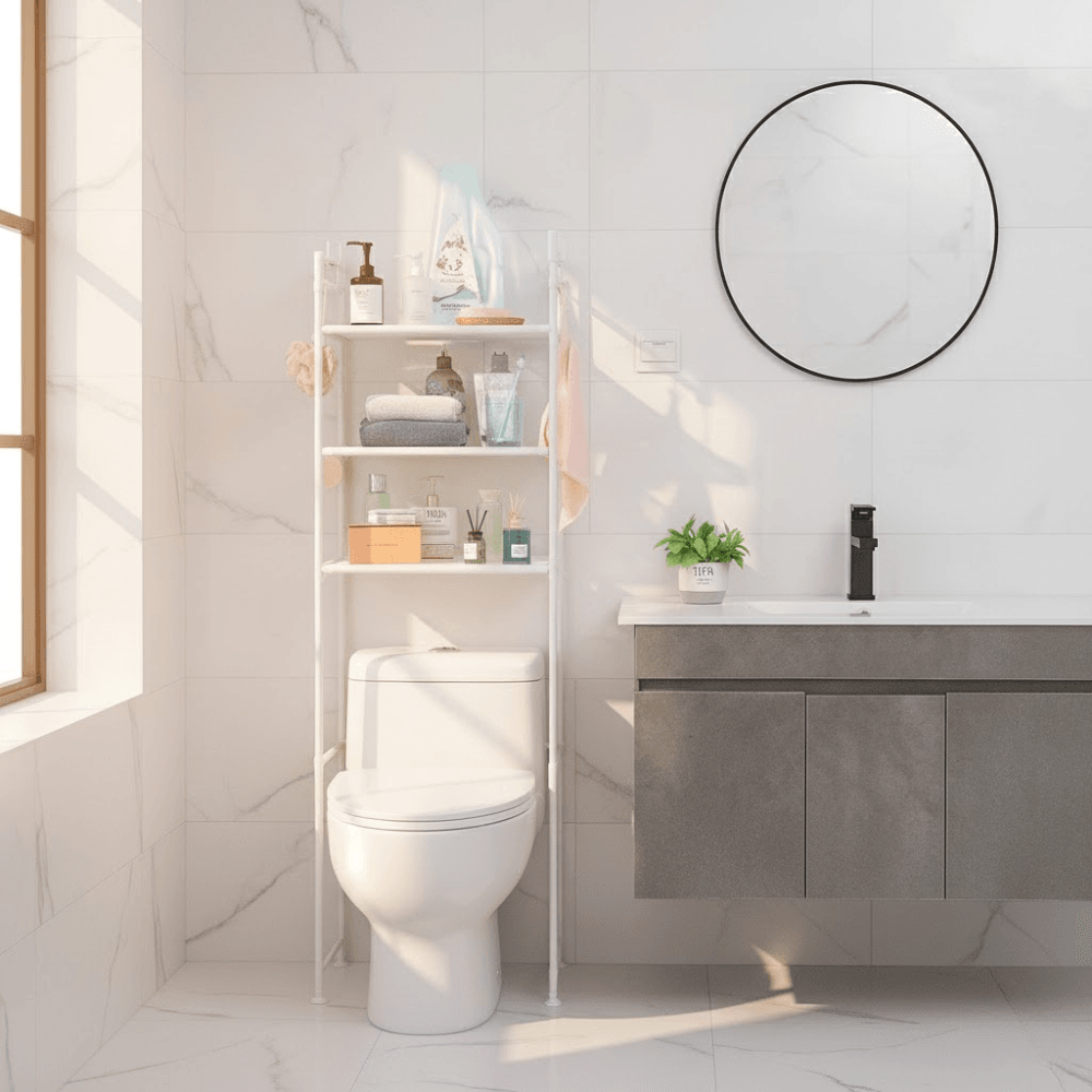 Rangement Salle De Bain Au-dessus Des Toilettes – 3 Niveaux Design Moderne - Couleure Aleatoire - Image 1 of 8