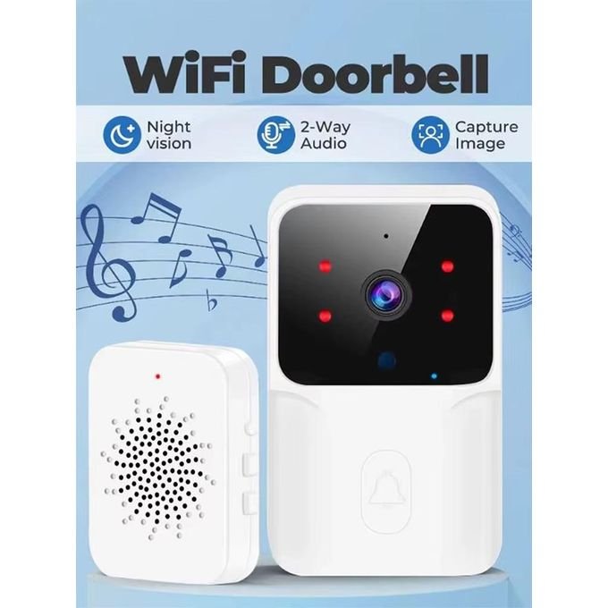 Sonnette vidéo lien WIFI basse consommation,modèle rechargeable sonnette vision nocturne HD sécurité intelligente 1 glisser 1 interphone domestique - Image 1 of 3