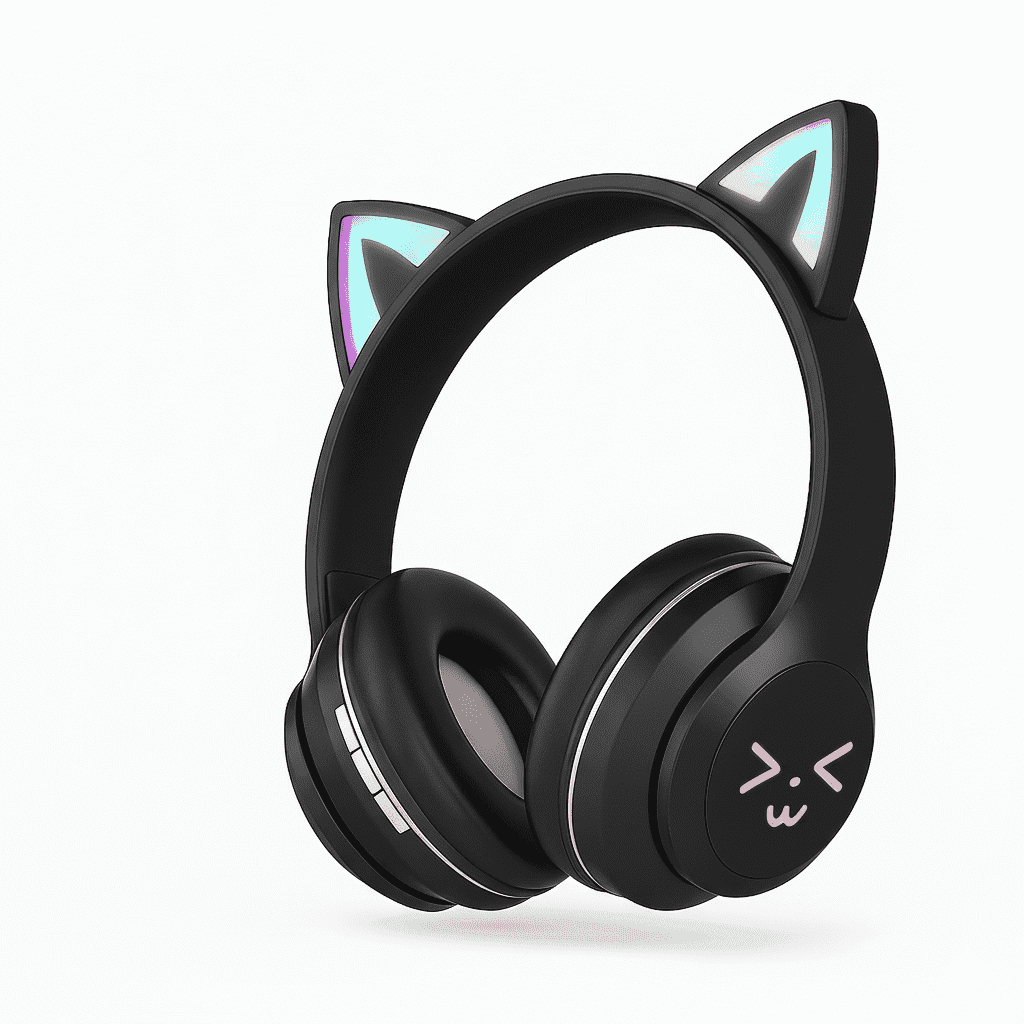 Casque Bluetooth LED Chat Noir - Image 1 of 3