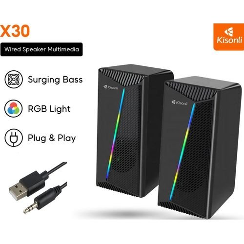 Haut Parleur Enceinte de Jeu X30 Usb 2.0 avec Lumière RVB Stéréo Multimédia - Image 1 of 6