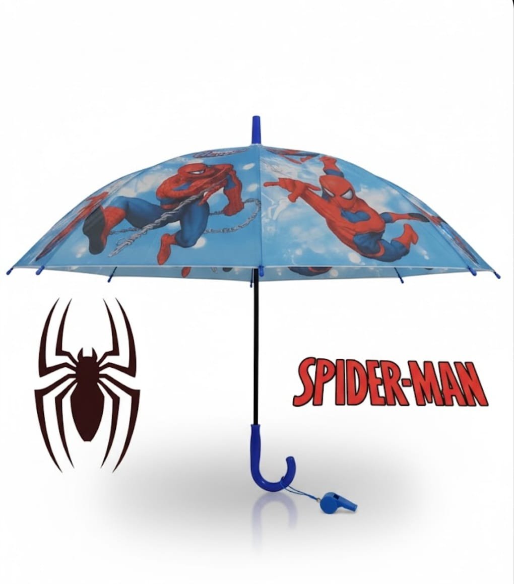Parapluie Enfants Spiderman Avec Sifflet Protection Fun Et Design De Super Heros - Image 1 of 3