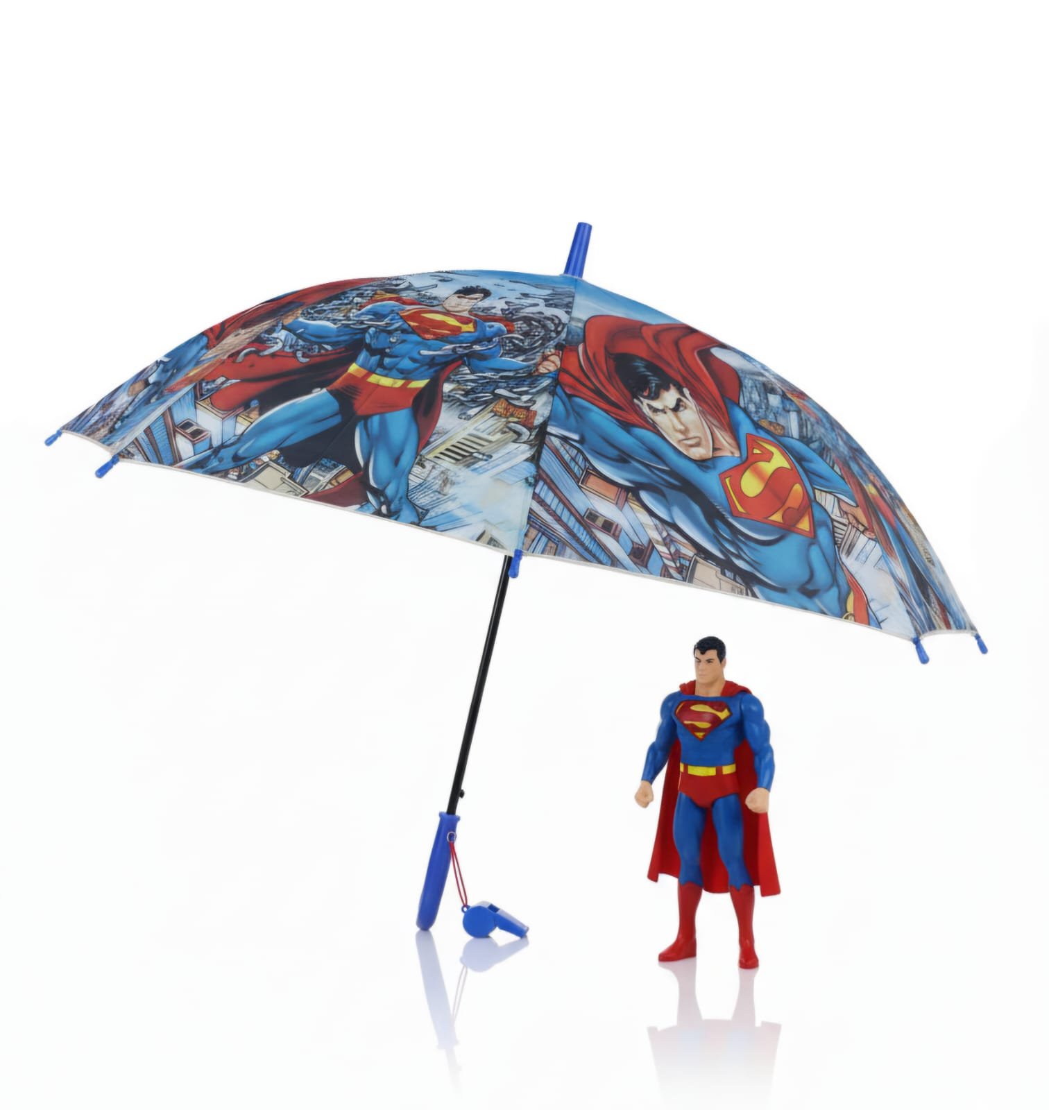 Parapluie Enfants Superman Avec Sifflet Protection Fun Pour Petits Super Heros - Image 1 of 3