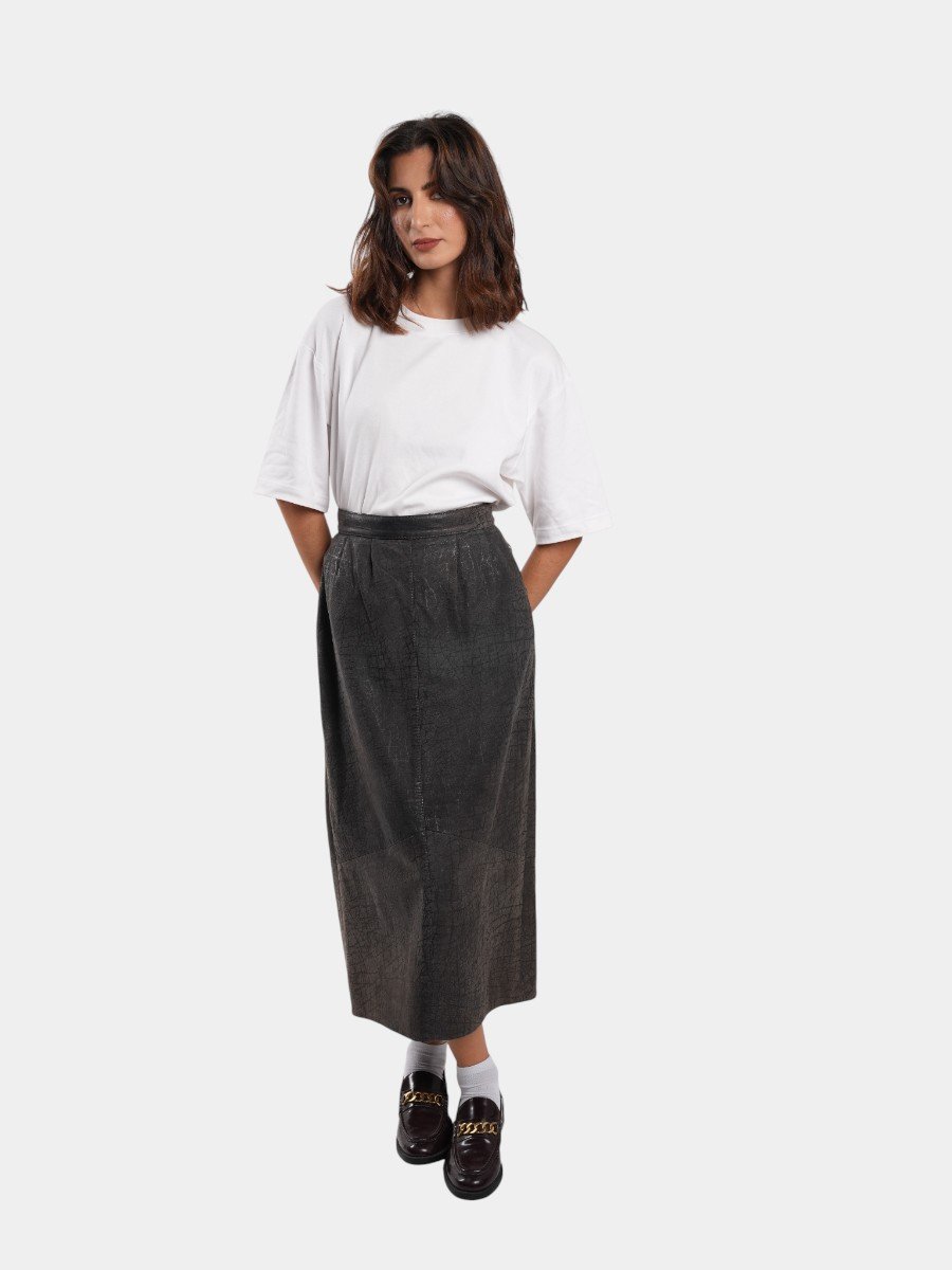 JUPE EN DAIM ET CUIR - Image 1 of 4