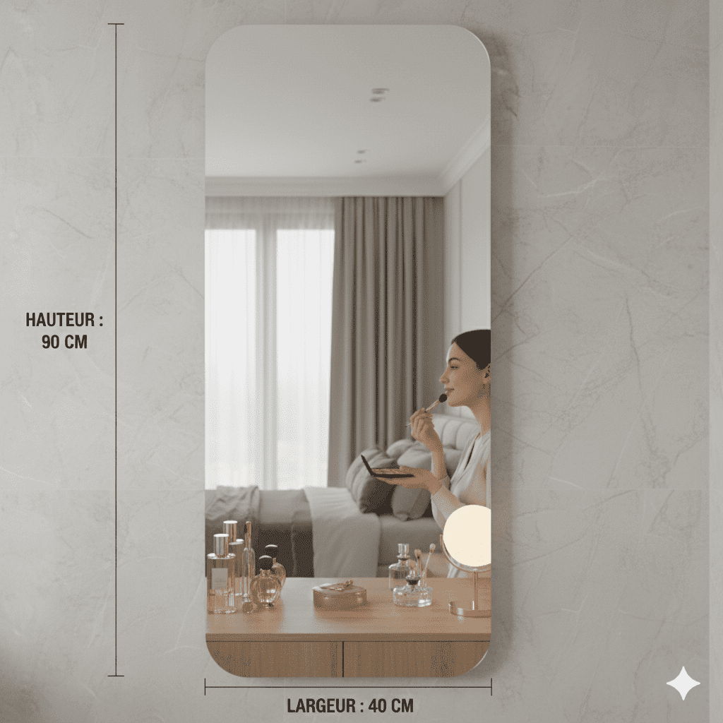 Miroir Adhésif Haute Définition 90×40 cm – Ultra Fin et Facile à Poser - Image 1 of 3