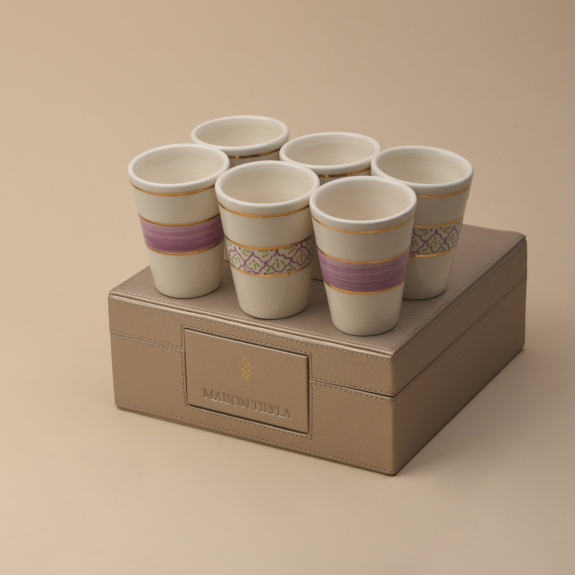 Coffret de verres artisanaux – Collection Safi- Finition Or - Image 1 of 1