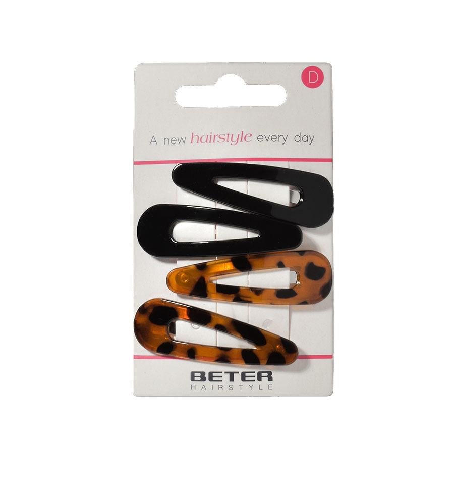 Clic clac 5,5cm 2pcs noir et 2pcs écaille (total 4pcs) - Image 1 of 2