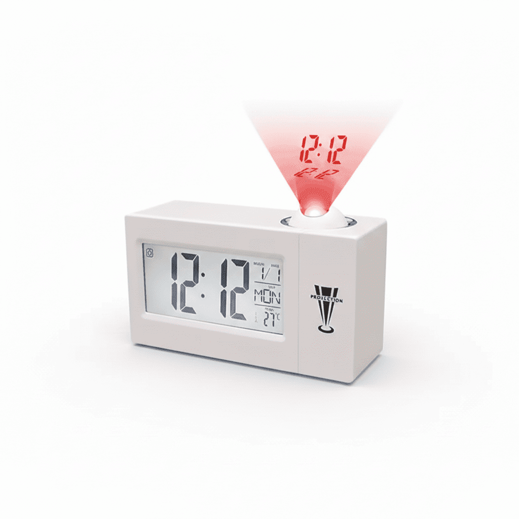 Horloge Numérique de Projection LCD – Affichage Heure, Météo & Température - Image 1 of 4