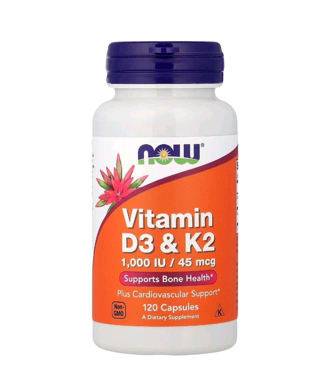 Vitamine D3 & K2 Now Foods – Soutien Os & Immunité – 120 Capsules - Image 1 of 4