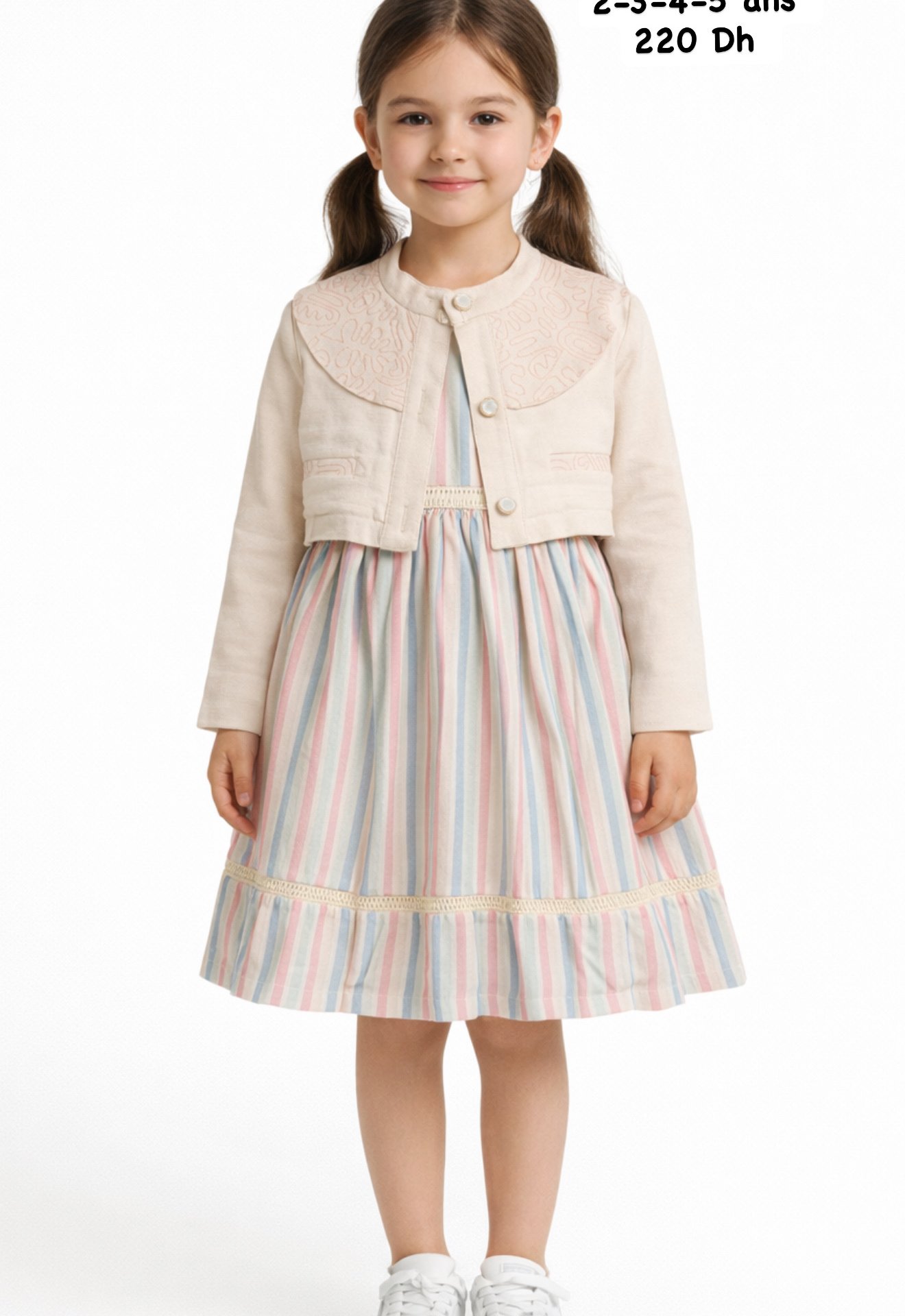 Robe Fille Pastel Avec Veste Élégante - Image 1 of 1