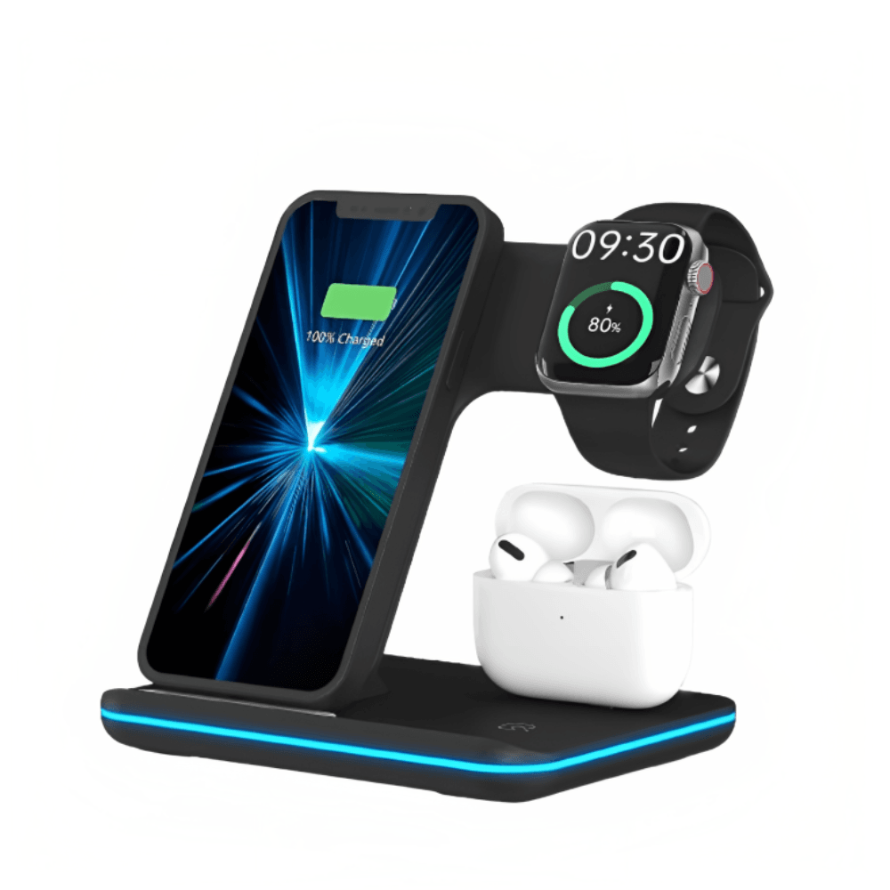 Chargeur Sans Fil 3-en-1 – Station De Charge Pour Iphone, Apple Watch Et Airpods - Image 1 of 3