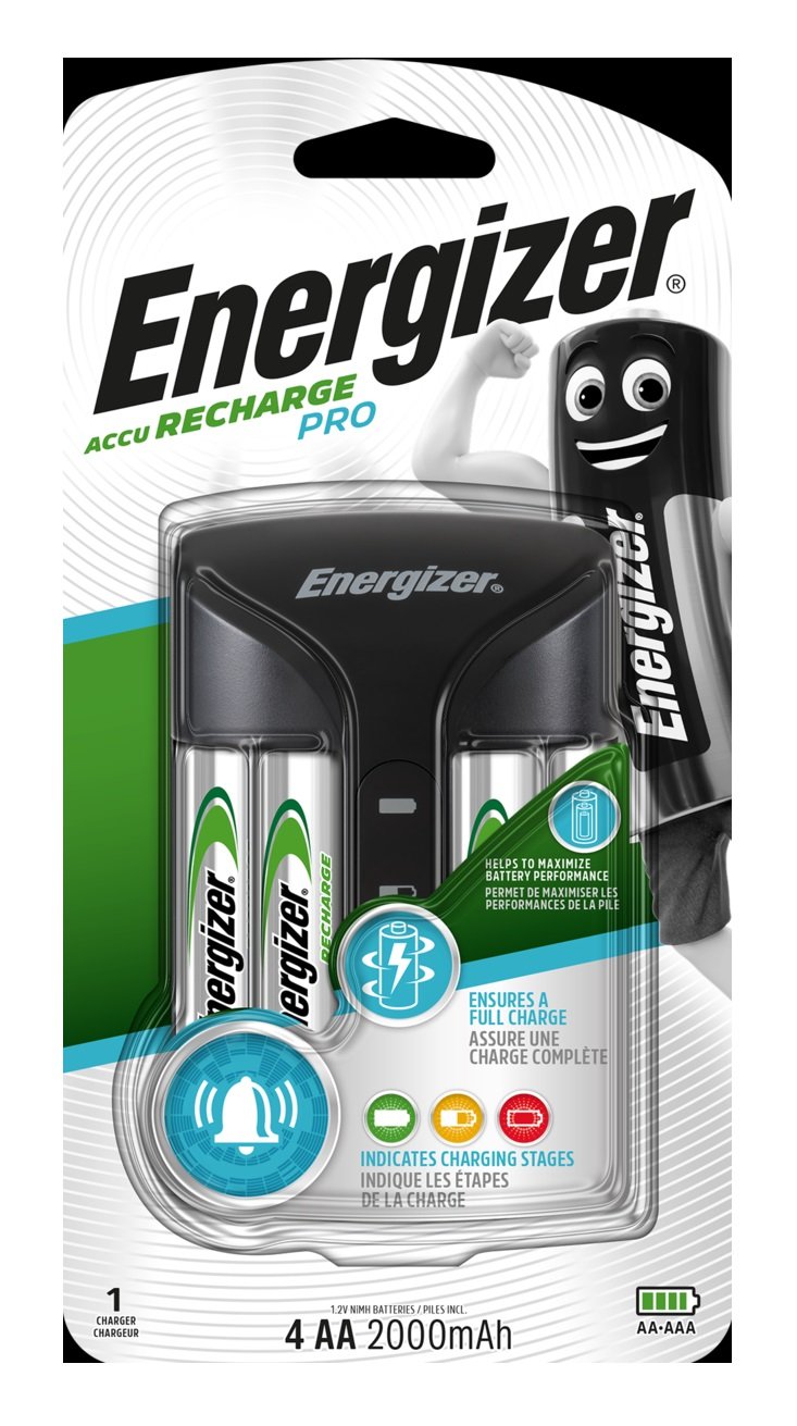 Chargeur De Batteries Aa Et Aaa Accu Recharge Pro + 4 Piles Aa 2000mah Avec Indicateur Led - Image 1 of 6