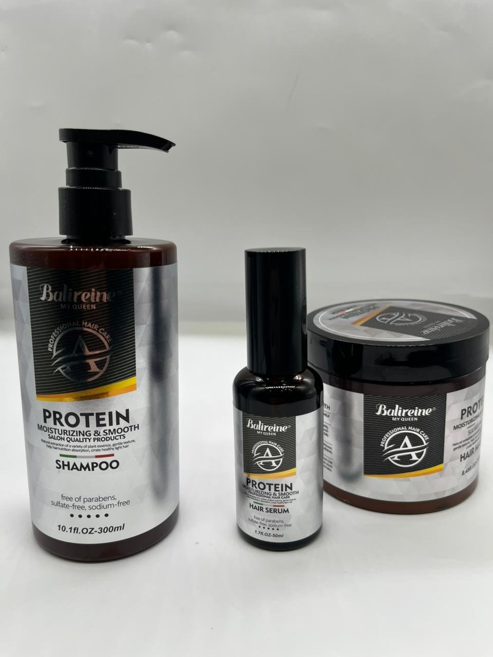 Pack Soin Cheveux Protéine – Shampoing 300ml + Masque 250ml + Sérum 50ml - Image 1 of 1