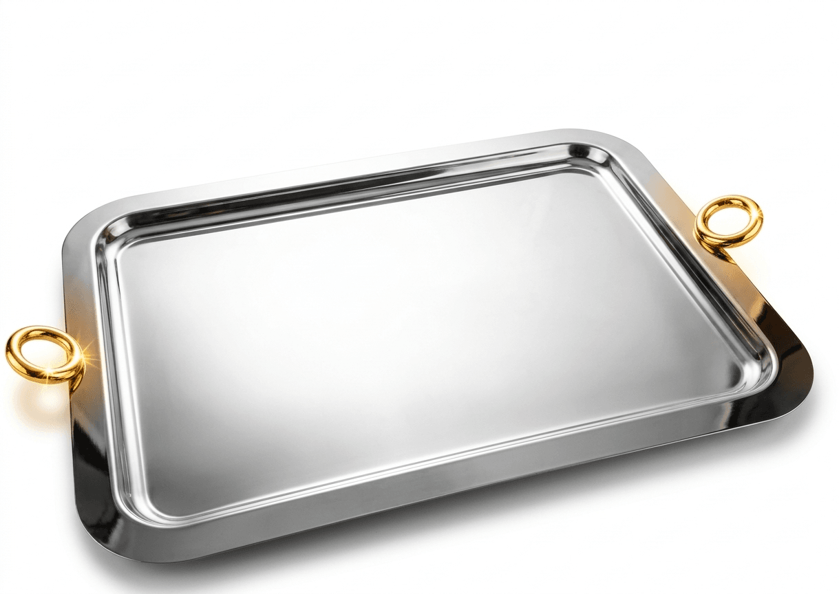 Plateau En Inox 18 Crt Avec Anses Luxe Et Raffiné - Image 1 of 2