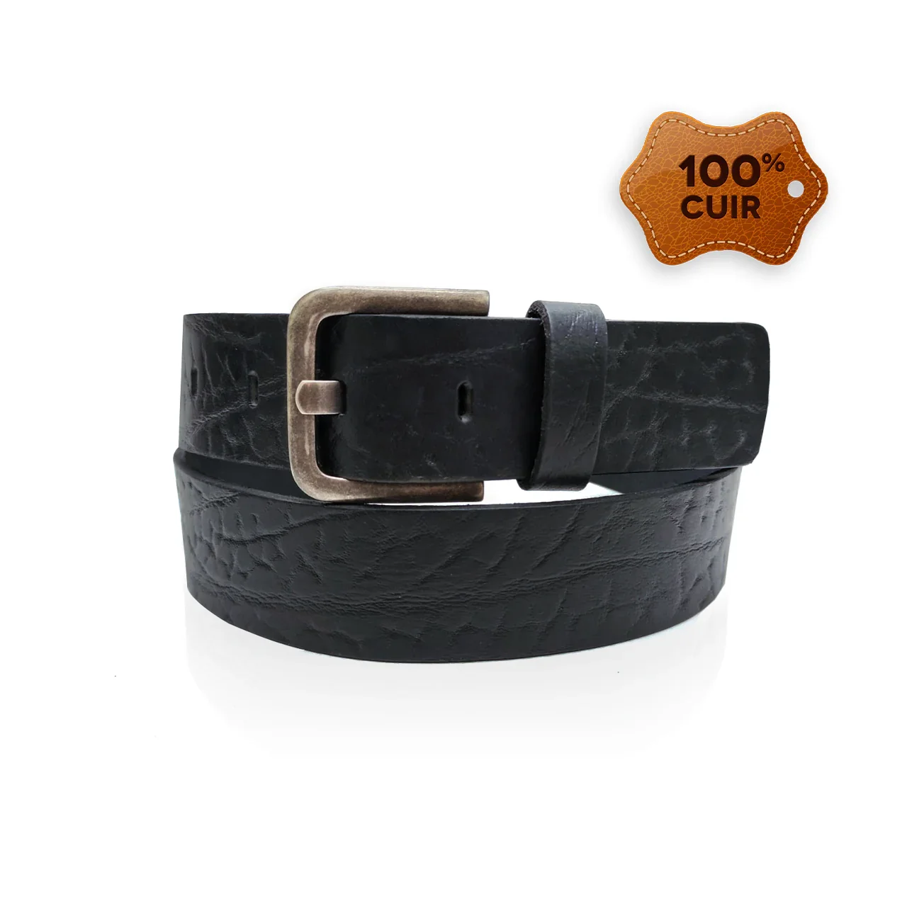La Ceinture Noire En Cuir Véritable Qui Allie Caractère, Élégance Et Durabilité. - Image 1 of 1