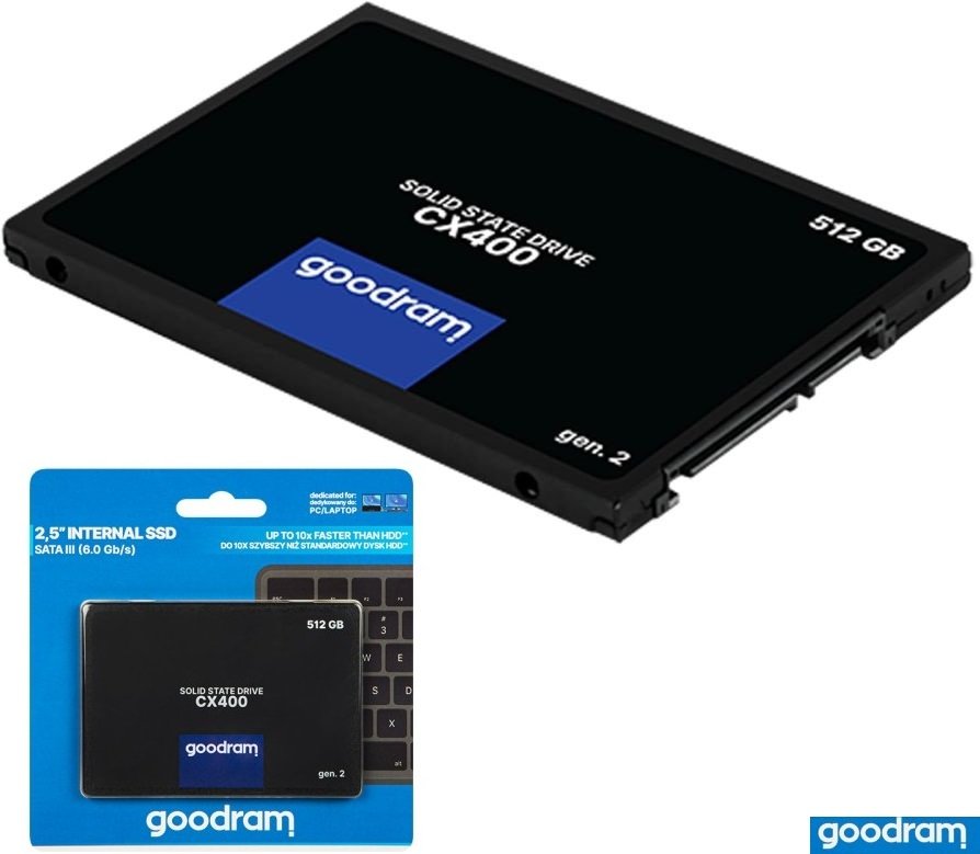 Goodram Disque Dur Interne Ssd Cx400 Sataiii 3d Nand Gen2 512go/gb - Image 1 of 6
