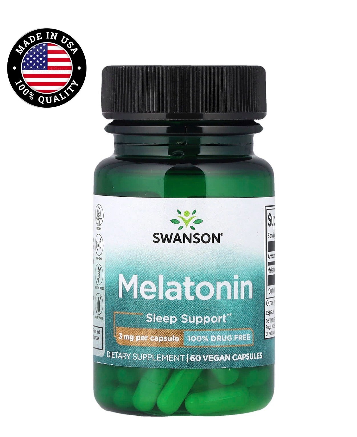 Mélatonine, 3mg 60 Capsules. Made In Usa - Image 1 of 2