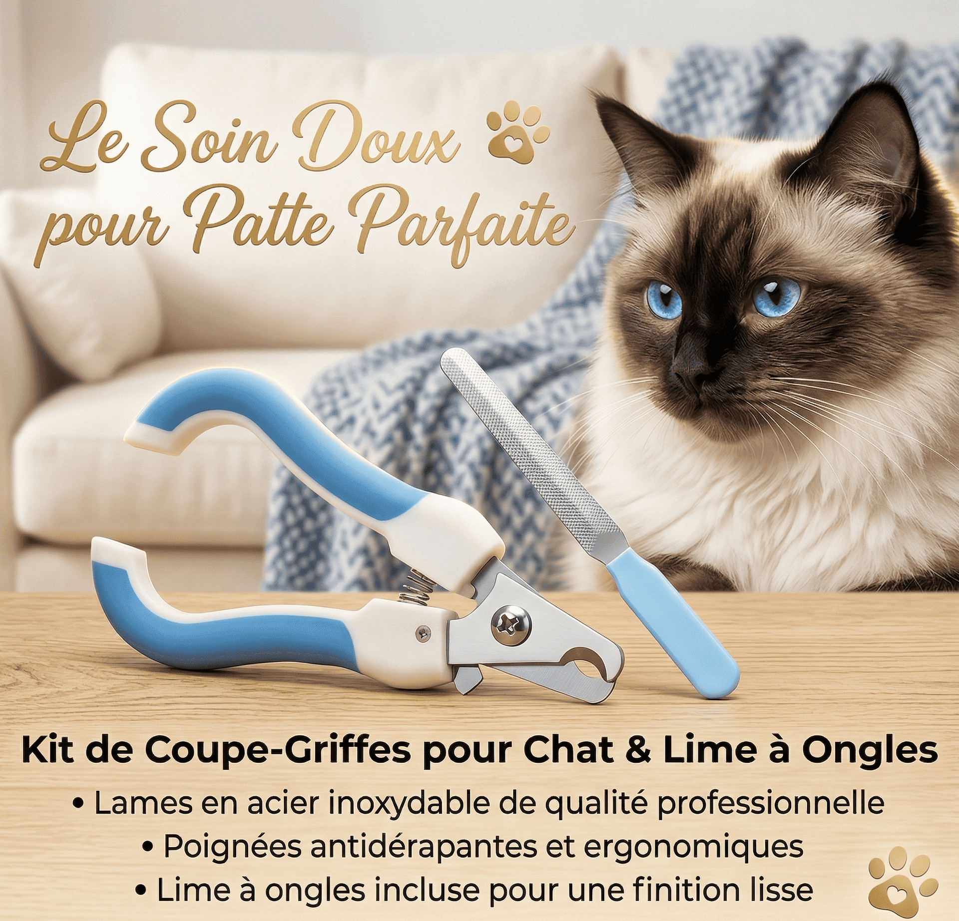 Kit De Coupe Griffes Chien Et Chat Avec Lime À L'ongles 14cm Bleu - Image 1 of 2