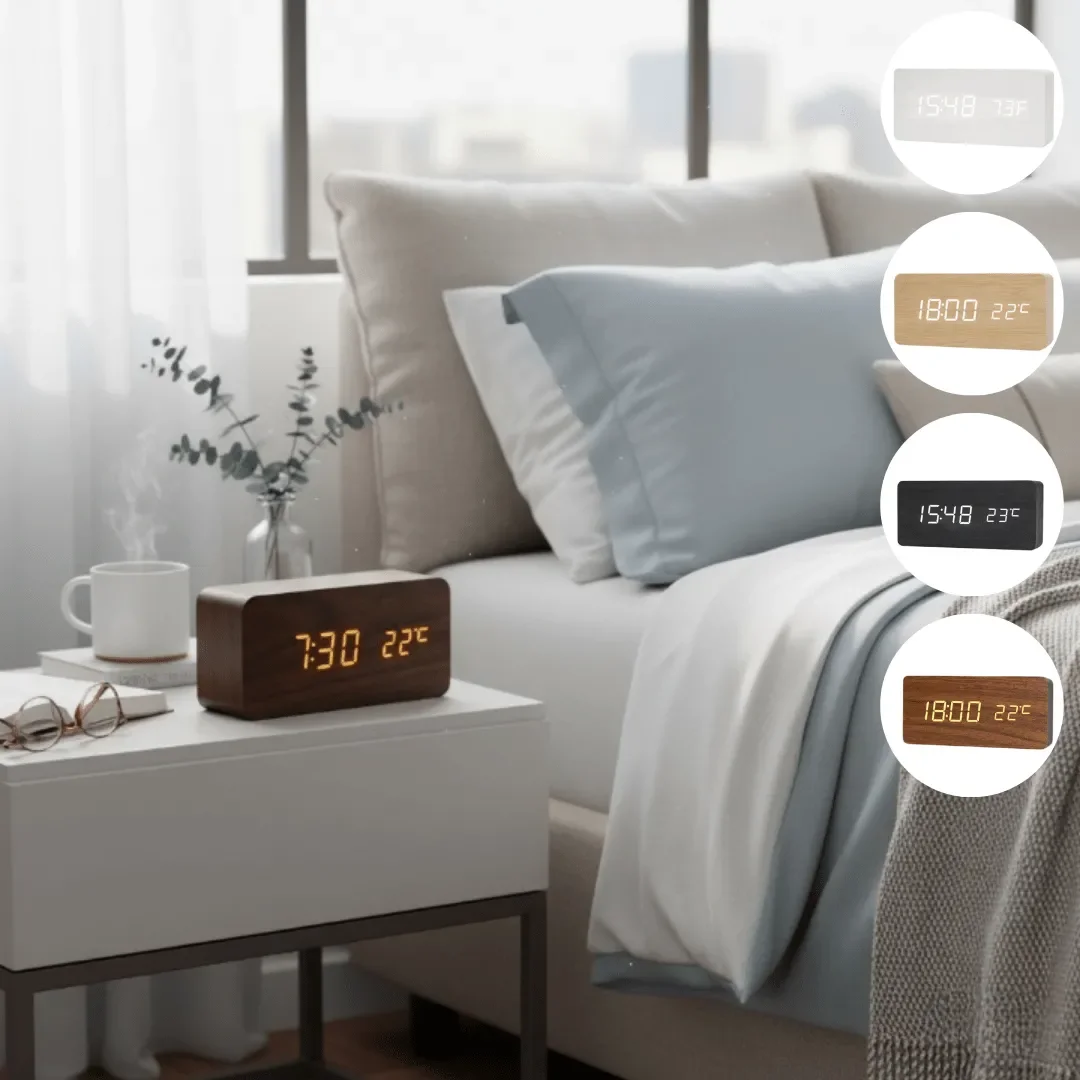 Réveil Numérique Avec Thermomètre Intégré Et Activation Par Commande Vocale (colleur Aléatoire) - Image 1 of 8