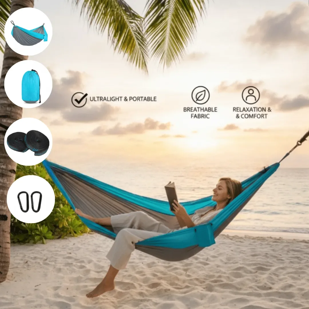 Hamac Portable De Camping Avec Sangles Et Sac De Transport – Idéal Pour Extérieur Et Intérieur - Image 1 of 6