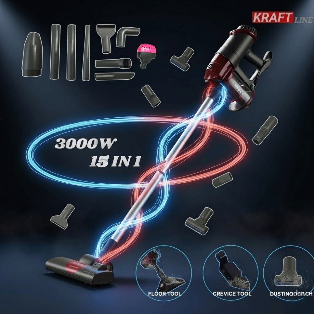 Aspirateur Balai As-8008 – 15 En 1 Avec Filtre Et Accessoires Multifonctions - Image 1 of 6