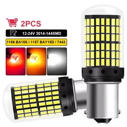 Feu Led Haute Puissance Pour Voiture,2 Pièces,4014 Smd Canbus 1156 P21w Blanck,clignotant,indicateur Arrière - Image 1 of 6