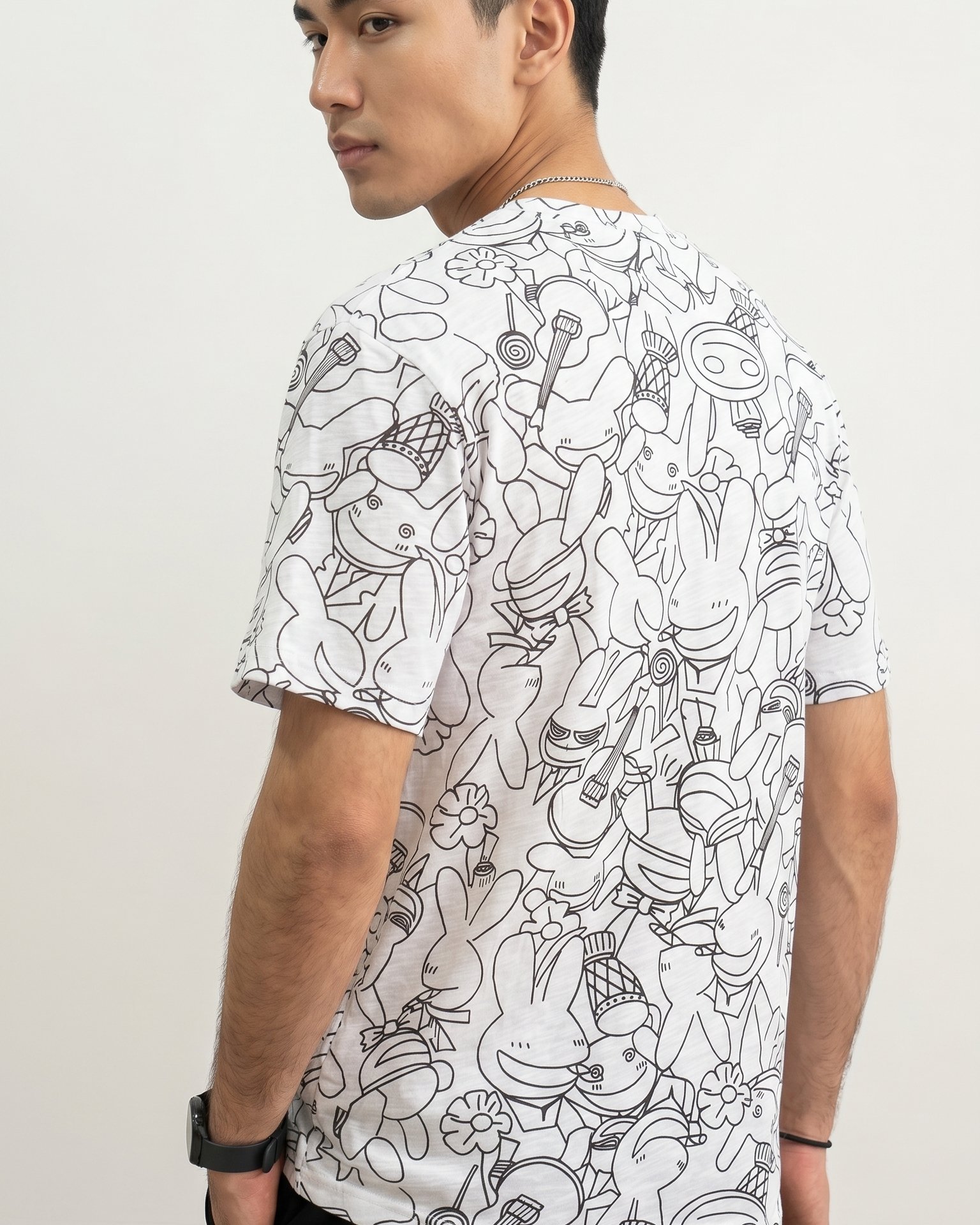 T-shirt À Motifs Dessinés Lapins & Objets Fun - Image 1 of 2