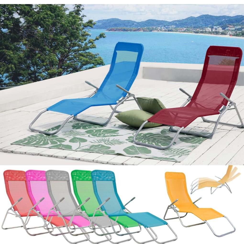 Chaises Longues Pliables Détente Extérieure - Couleur Aléatoire - Image 1 of 5