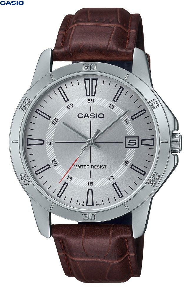 Casio Montre Pour Homme Bracelet En Cuir Premium Etanche Cadran Blanc Date-mtp-v004l-7cudf - Image 1 of 1