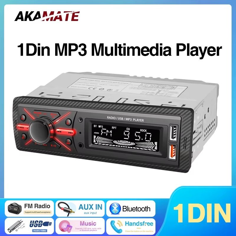 Poste Radio Voiture, Lecteur Mp3 Bluetooth Pour Voiture, Lumière Sept Couleurs Haute Puissance 12v,fm/aux/usb,disque Flash,machine,charge De Téléphone Haute Fidélité - Image 1 of 6
