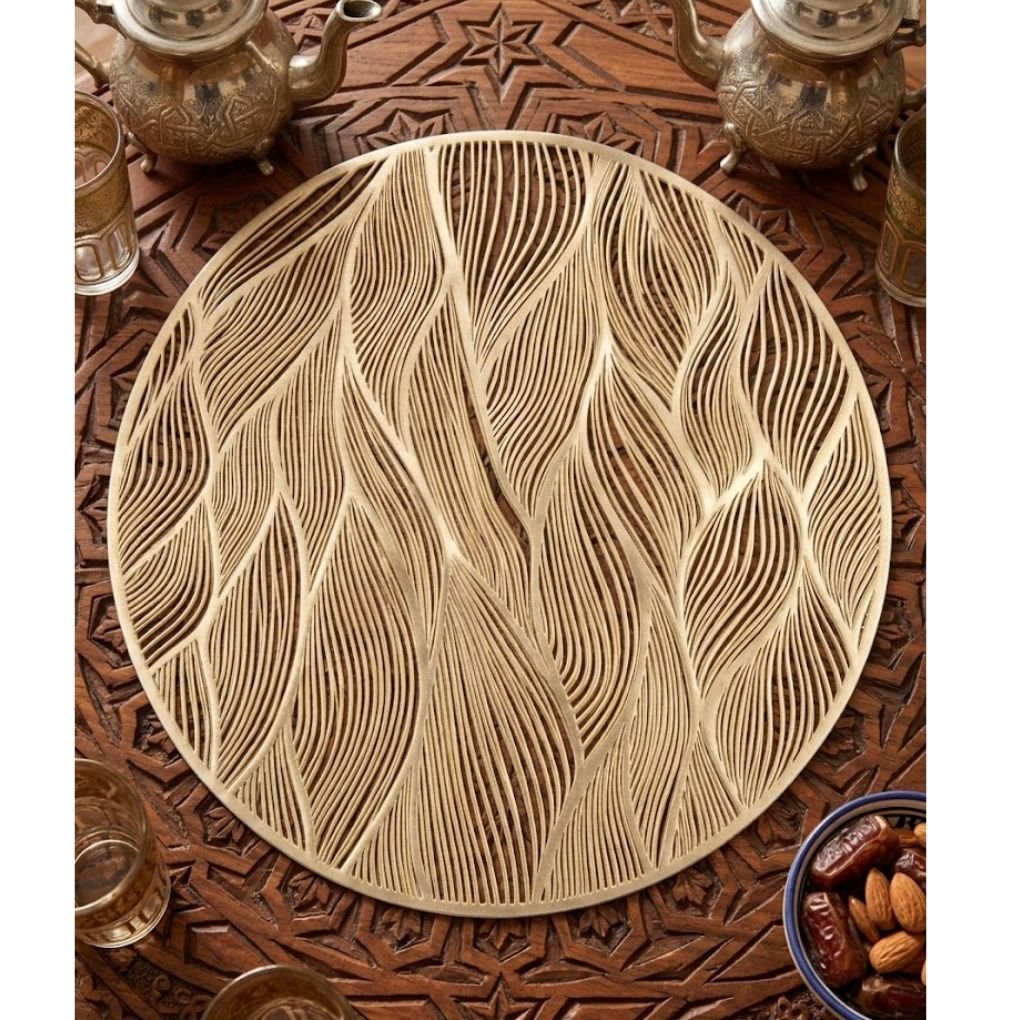 Set De Table Décoratif Circulaire Au Design De Vagues Artistiques Nappe - Image 1 of 2