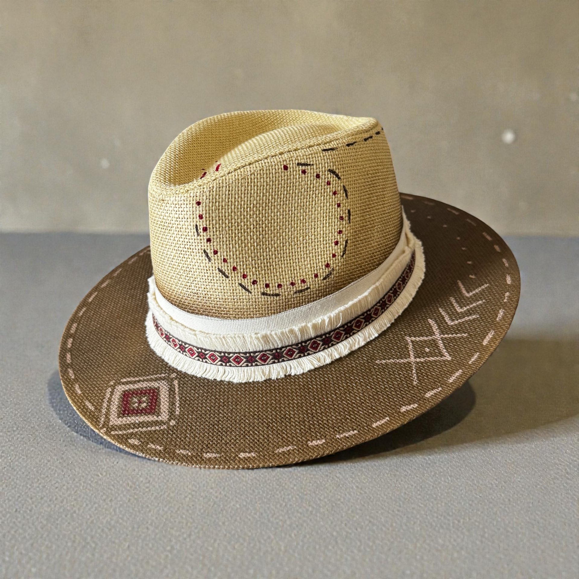 Hand-painted Hat - Casa Brown - Image 1 of 2