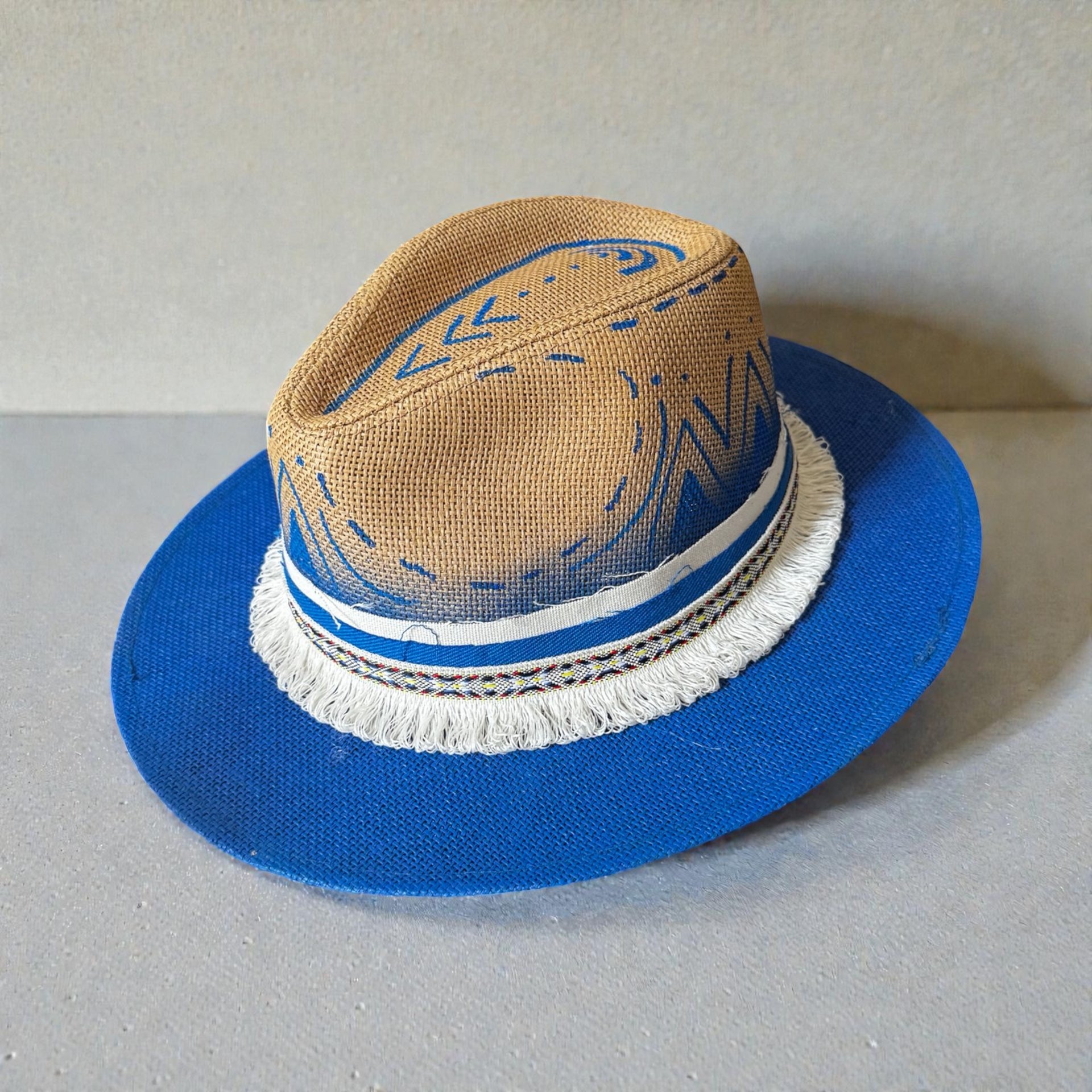 Hand-painted Hat - Wild Blue - Image 1 of 2