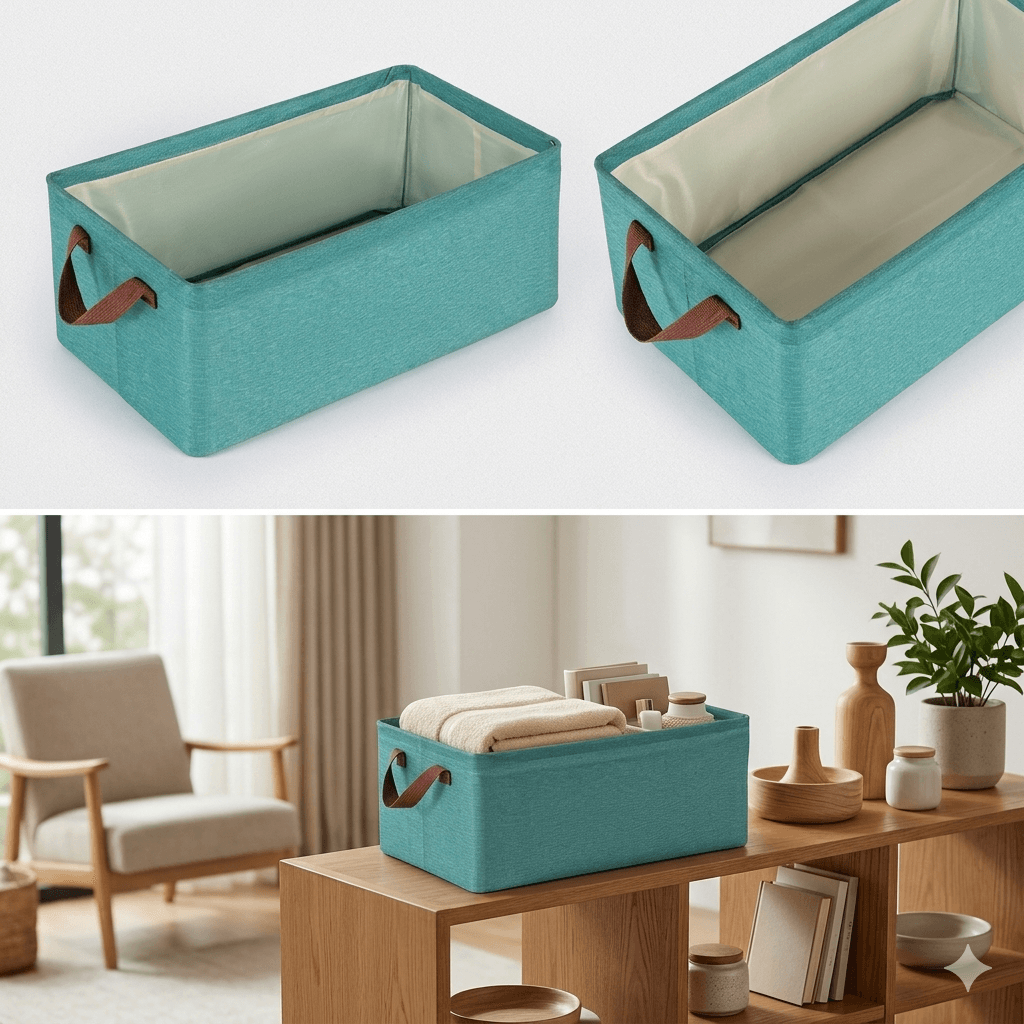 Boîte De Rangement Pliable Grande Capacité Avec Poignées Pour Organisation Maison – Couleur Aléatoire - Image 1 of 7