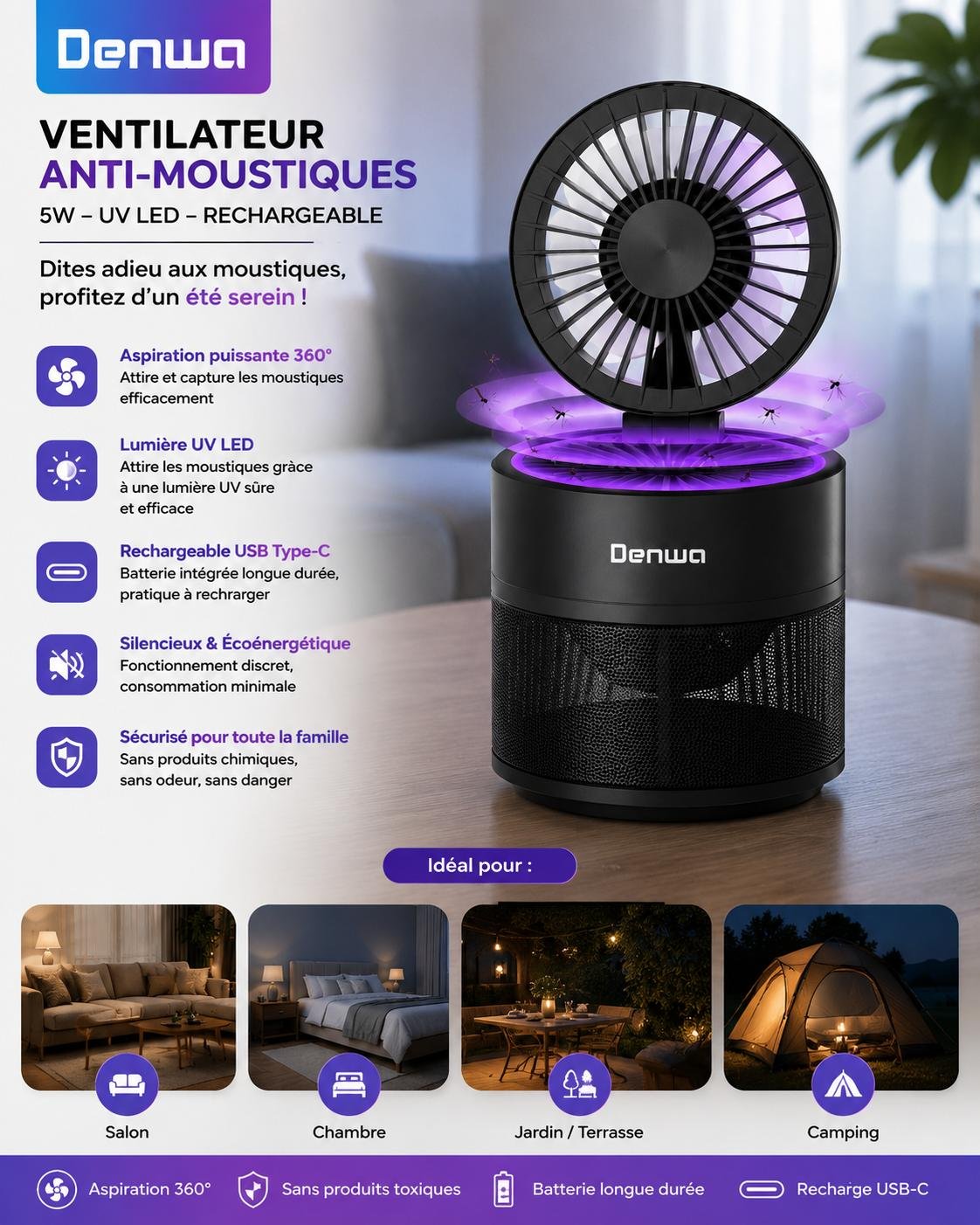 Ventilateur Anti-moustique ( Couleur Aléatoire ) - Image 1 of 1