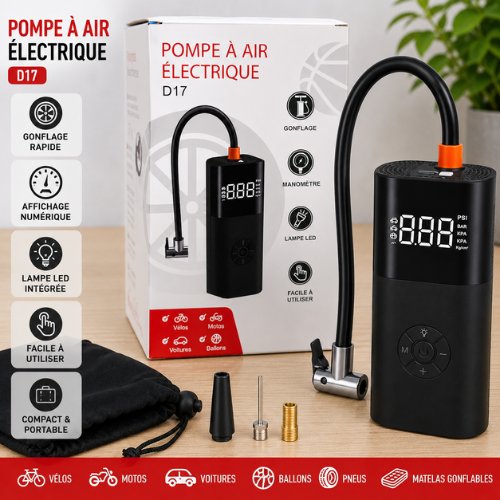 Pompe À Air Électrique D17 Portable Avec Manomètre Numérique Et Lampe Led - Image 1 of 2