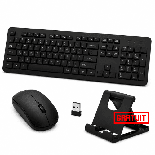 Pack Clavier & Souris Sans Fil + Support Téléphone Gratuit - Image 1 of 5