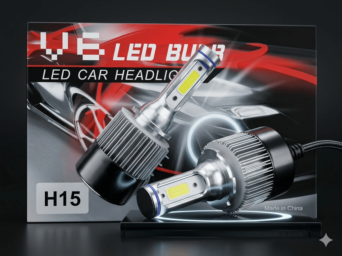 Phares De Voiture À Led V6,feux De Position Latéraux H15,kits De Phares Led Haute Qualité,phare Led H15 Anti-erreur Canbus - Image 1 of 8