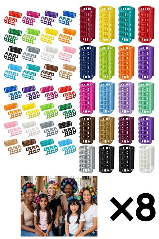 8 Rouleaux Pour Cheveux Clipsables. X Large 7cm × 3cm.Couleurs Aléatoires.  - Image 1 of 5