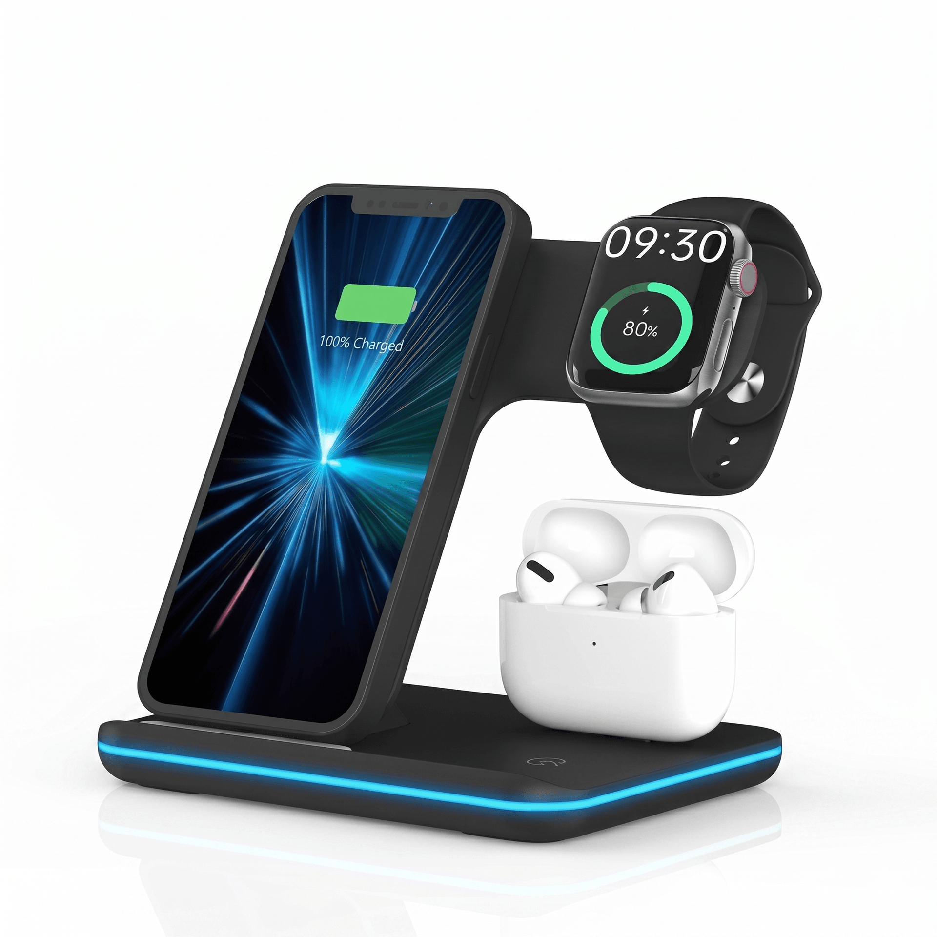 Chargeur Sans Fil 3 En 1 Pour Iphone, Apple Watch Et Airpods - Image 1 of 5