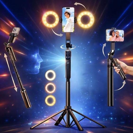 Selfie Stick Intelligent Avec Éclairage Led, Télécommande Et Trépied Intégré - Image 1 of 3