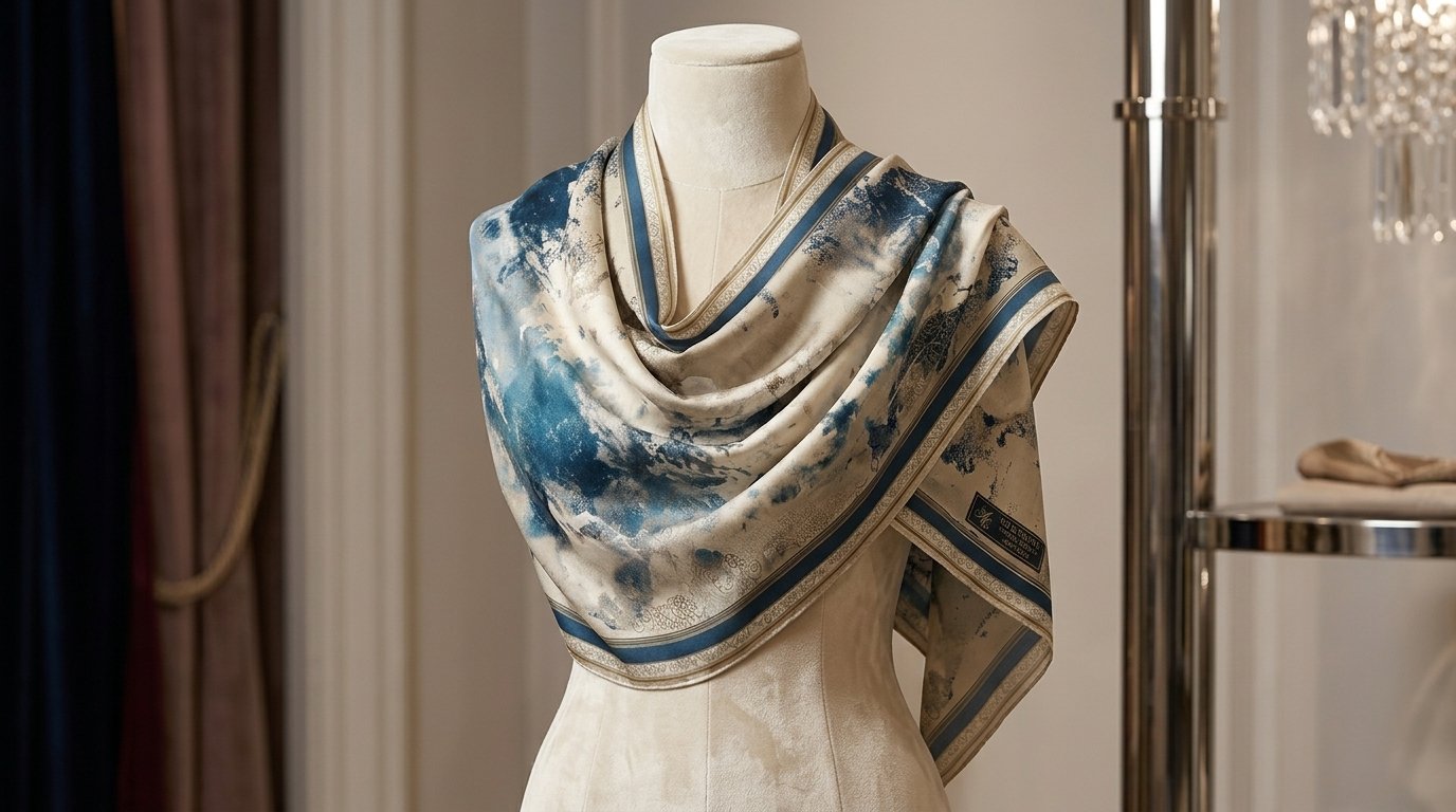 Châle Imprimé Brume 180 × 70 Cm – 100 % Tencel _ Collection – Éclats D'art - Image 1 of 7