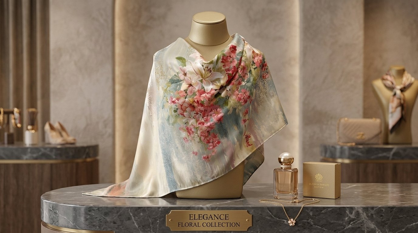 Châle Imprimé Rosalie 180 × 70 Cm – 100 % Tencel _ Collection Jardin Secret - Image 1 of 6