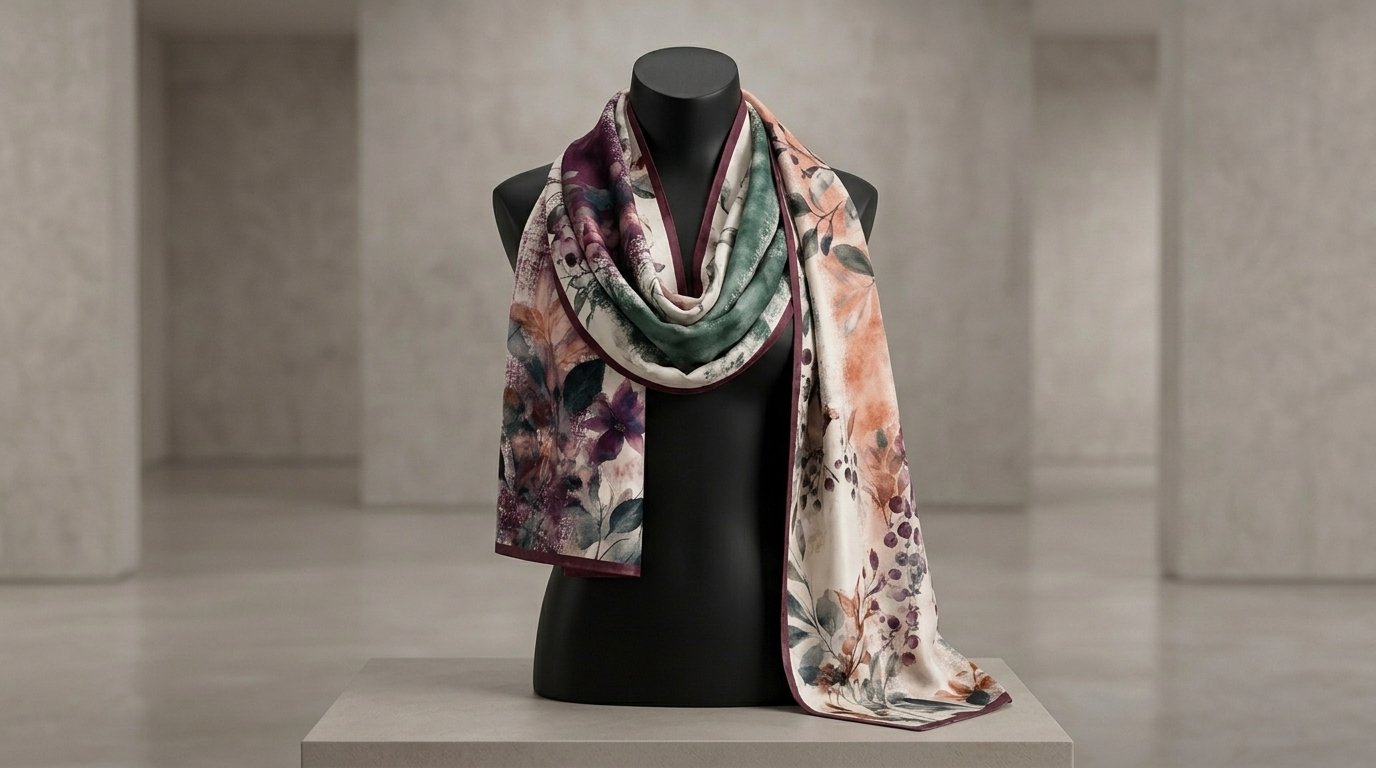 Châle Imprimé Yasmine 180 × 70 Cm – 100 % Tencel _ Collection Jardin Secret - Image 1 of 6