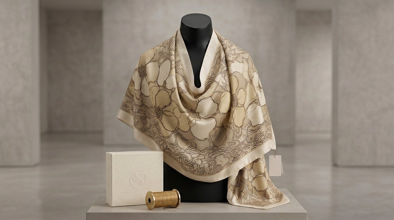 Châle Imprimé Camélia 180 × 70 Cm – 100 % Tencel _ Collection – Jardin Secret - Image 1 of 6