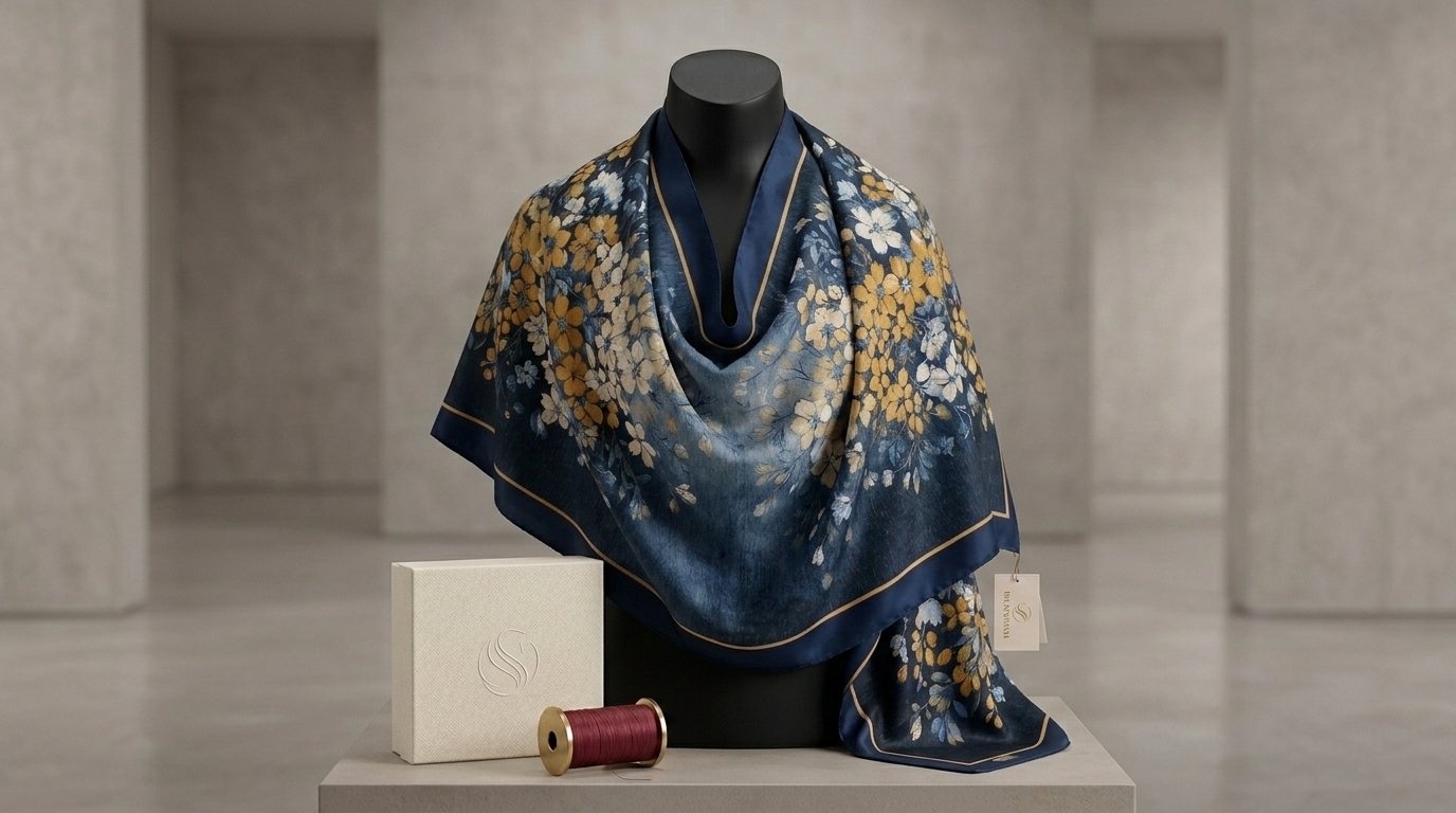 Châle Imprimé Azalée 180 × 70 Cm – 100 % Tencel _collection : Jardin Secret - Image 1 of 6