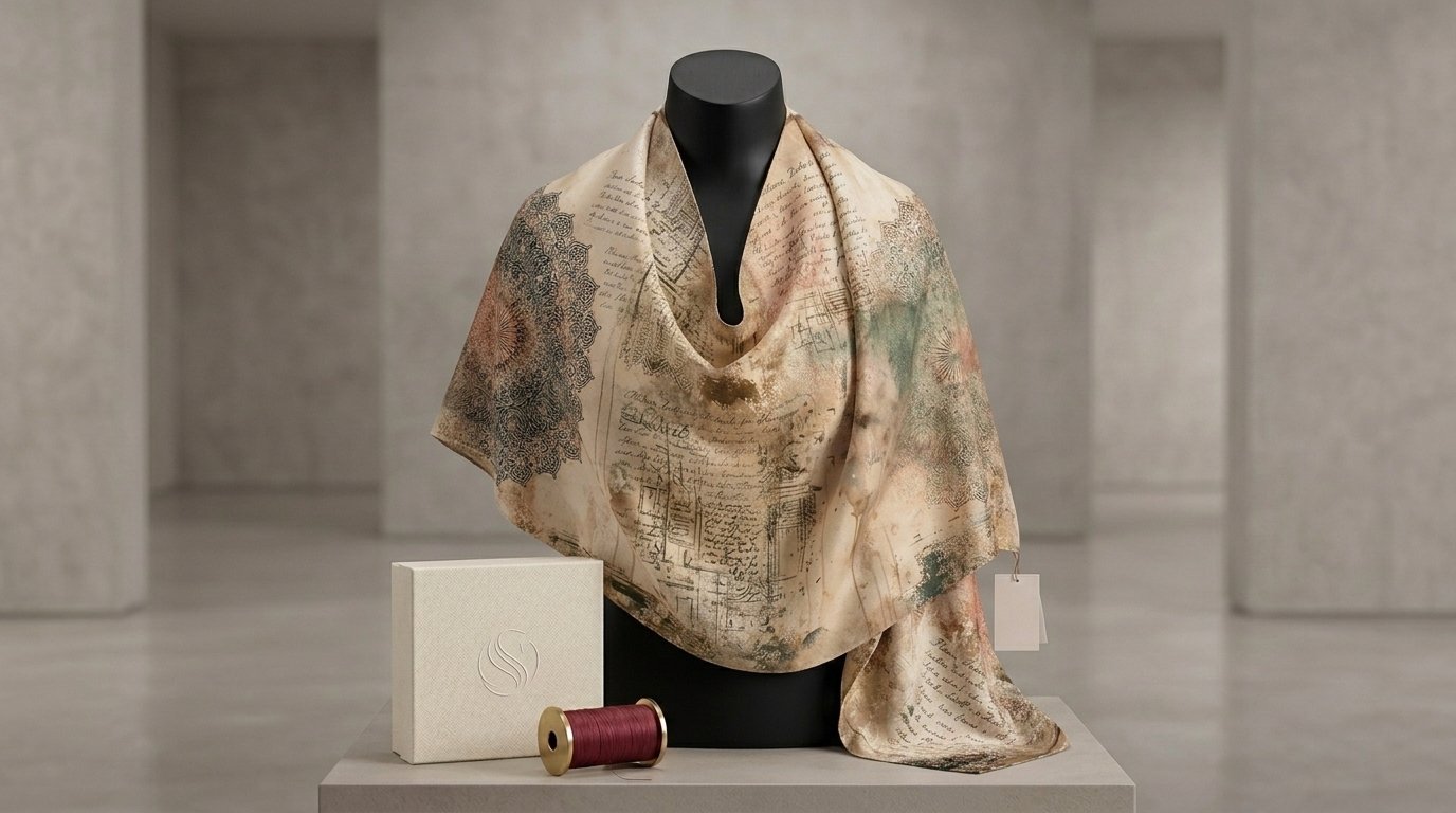 Châle Imprimé Médina 180 × 70 Cm – 100 % Tencel _ Collection Ligne D'harmonie - Image 1 of 6