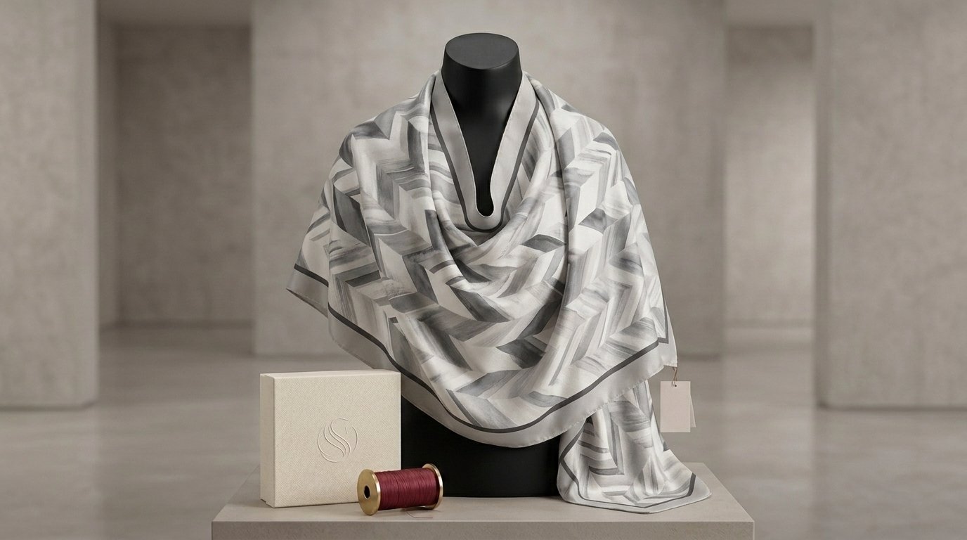 Châle Imprimé Nacre 180 × 70 Cm – 100 % Tencel _ Collection Ligne D'harmonie - Image 1 of 6