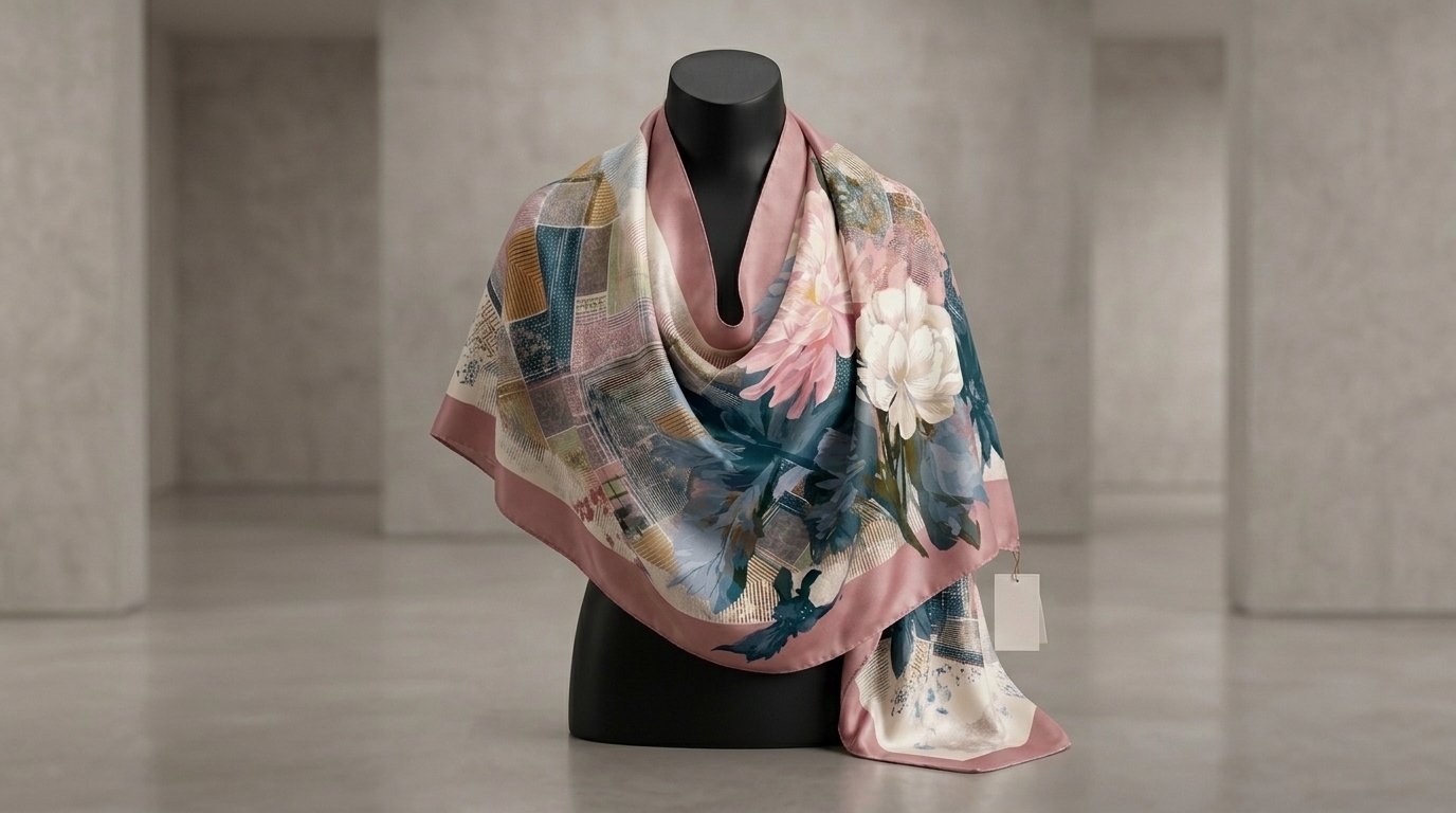 Châle Imprimé Élia 180 × 70 Cm – 100 % Tencel _ Collection Ligne D'harmonie - Image 1 of 6