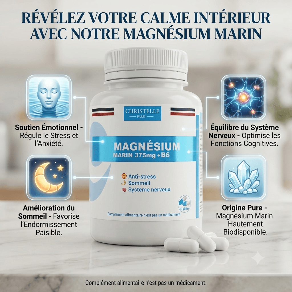 Magnésium Marin 375mg + B6 - Anti-stress & Sommeil - Image 1 of 4